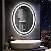 LUVODI LED Lighted Bathroom Mirror: 500x700mm Oval Makeup Mirror with Dimmable LED Light Anti-Fog Smart Touch Sensor Memory Function Wall Vanity Shaving Mirror, Backlit  Front Lighted [Energy Class F]