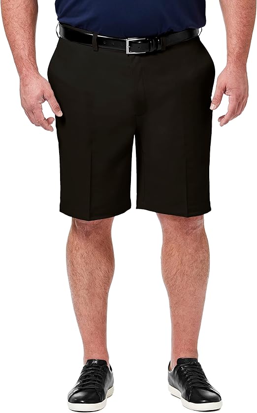 Haggar Men's Cool 18 Pro Straight Fit Stretch Solid Flat Front Short-Regular and Big & Tall Sizes