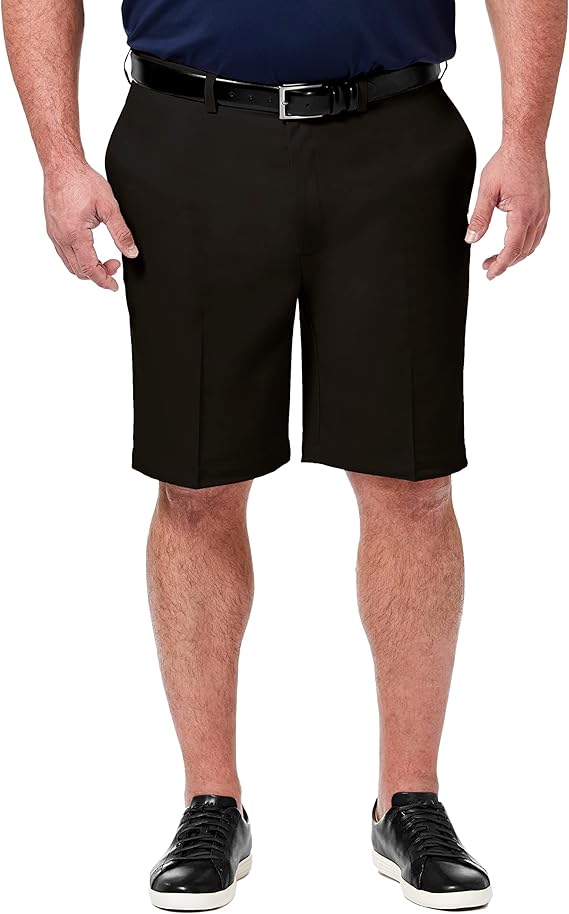 Haggar Men's Cool 18 Pro Straight Fit Stretch Solid Flat Front Short-Regular and Big & Tall Sizes