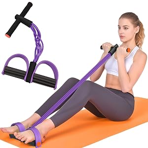 Resistance Bands with Handles 6-Tubes Elastic Foot Pedal Resistance Bands Natural Rubber Ankle Puller Sit-up Exercise Multifunction Fitness