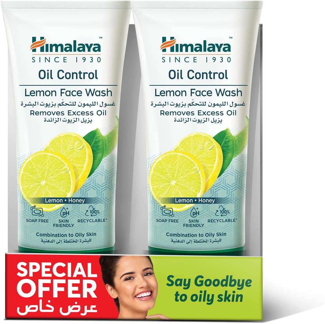 Oil Control Lemon Face Wash Cleanses Face & Removes Excess Oil without Over-Drying -2X150Ml (Packaging may vary)