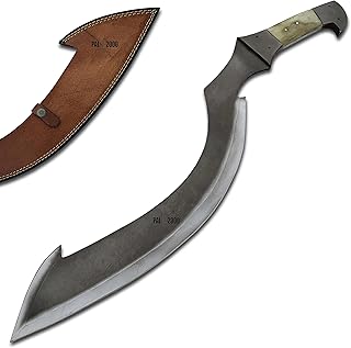 Sword Knive - Handmade Damascus Steel Sword, 28 inch - Full Tang, Micarta Handle, with Leather Sheath - - PAL 2000 KNIVES
