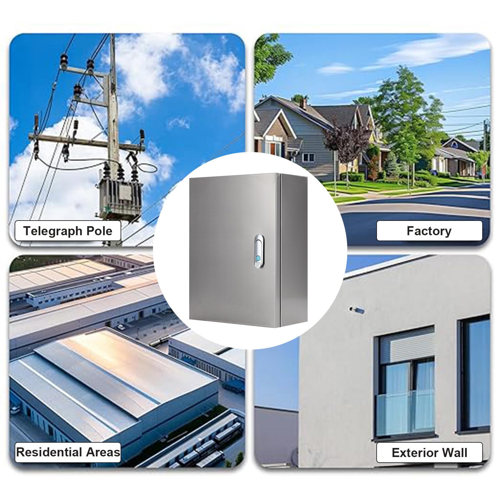 Genérico Caja de recinto eléctrico montada en la Pared, Caja Protectora de Cargador EV de Acero Inoxidable con Bloqueo de Llave, Caja de unión Impermeable