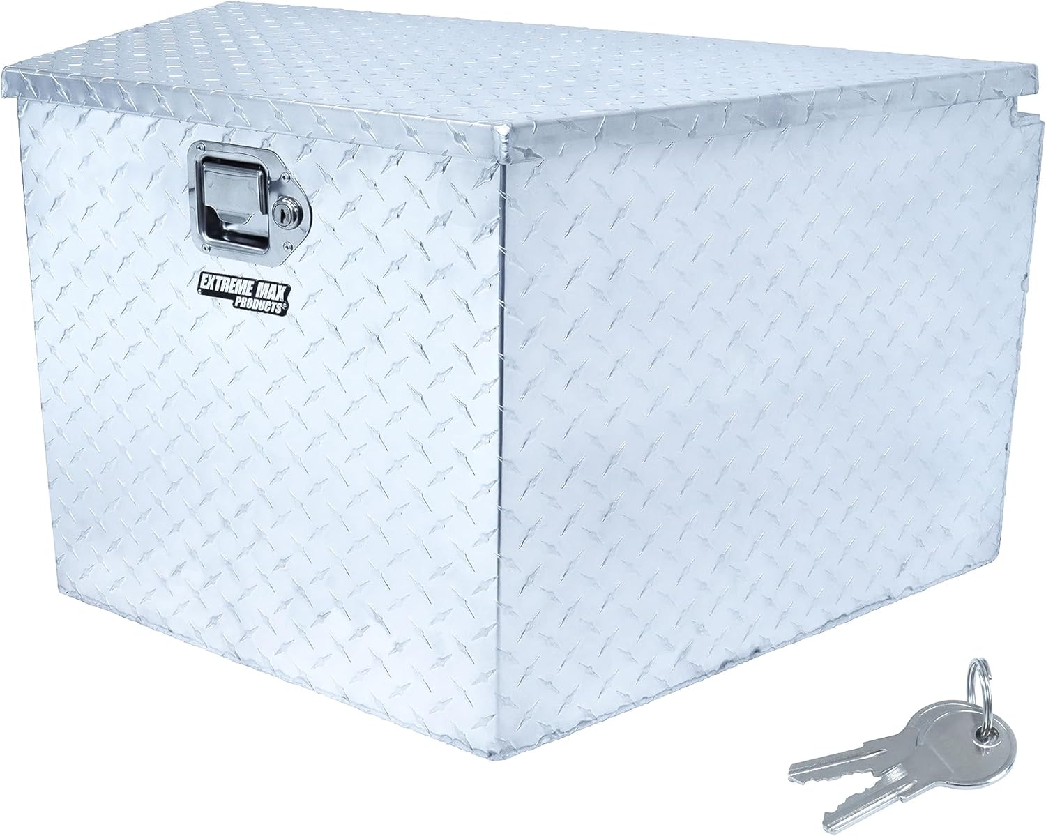 Extreme Max 5001.6097 Aluminum Diamond-Plate Trailer Tongue Locking Storage Box for Utility and Sport Trailers