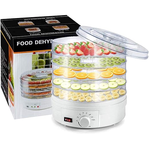 CARTIVA Food Dehydrator with 5 Trays for Fruit Vegetable Food Jerky Spice,Meat Drying Machine, Snacks Food Dryer,Multiple Use, Multifunction Kitchen Dehydrator Machine (Standard)