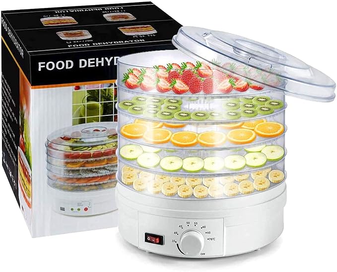 CARTIVA Countertop Food Dehydrator Stackable Trays for Healthy Snacks, Fruit, Vegetables, Meat, Fish, Jerky Maker (White)