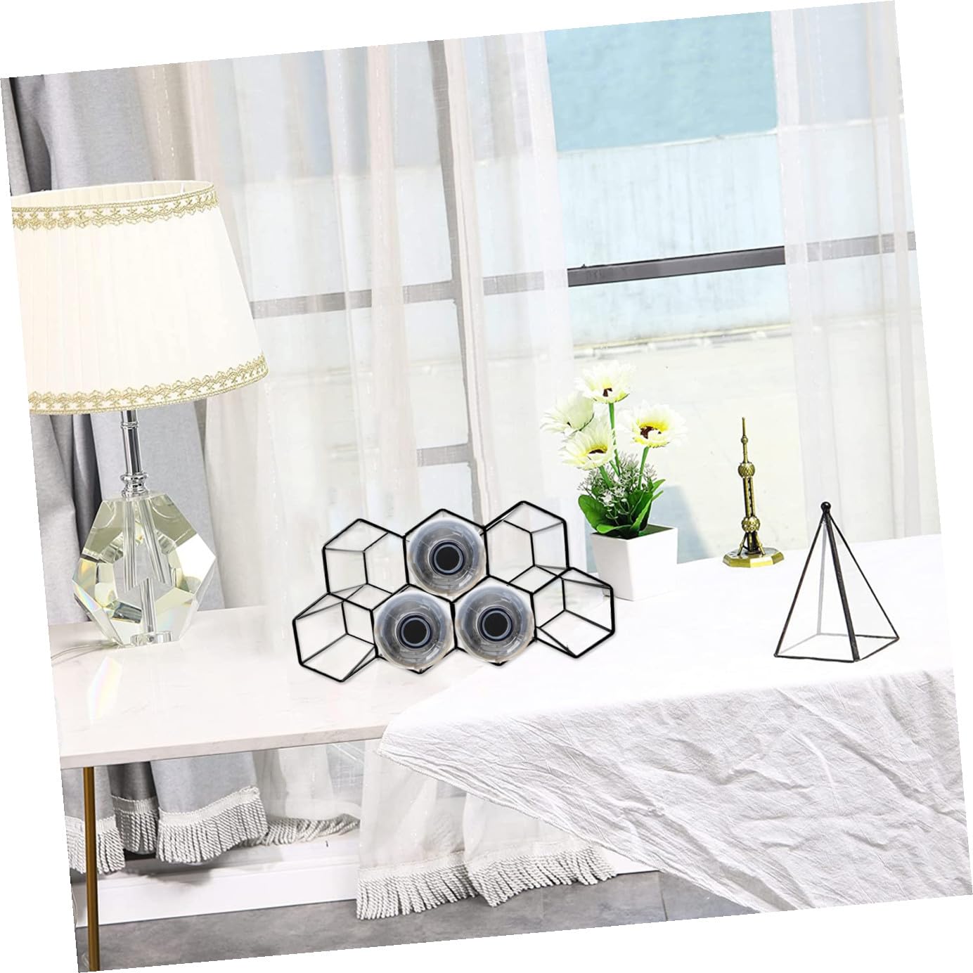 Soporte Resistente Botellas de para 7 Vino Agujeros Hierro Diseño Panal Vintage Golpes, Adecuado para Bar y Mesa