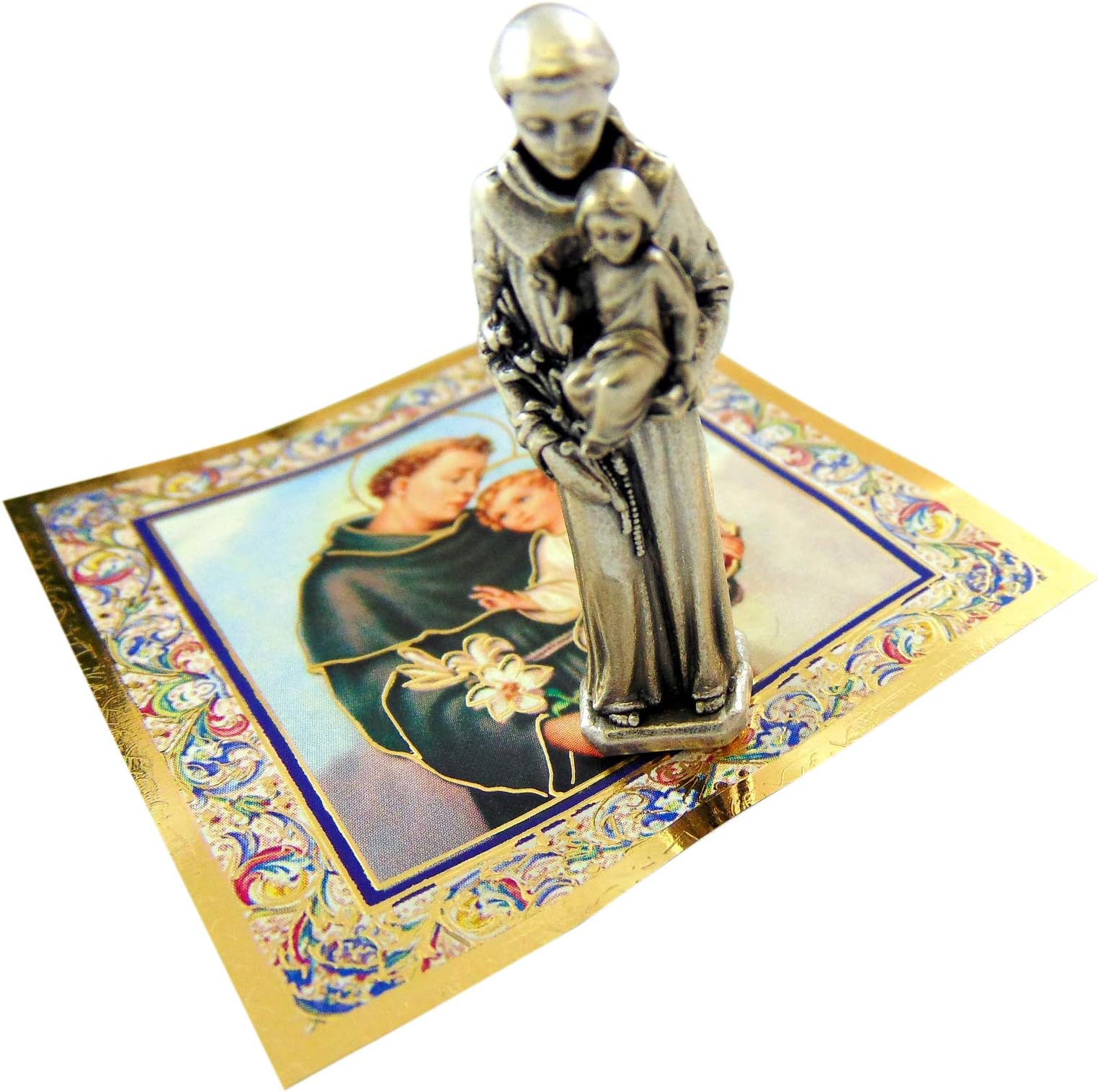 Religious Gifts St Anthony Mini Saint Gift Set Tiny 1 Inch Long Statue & Prayer Card