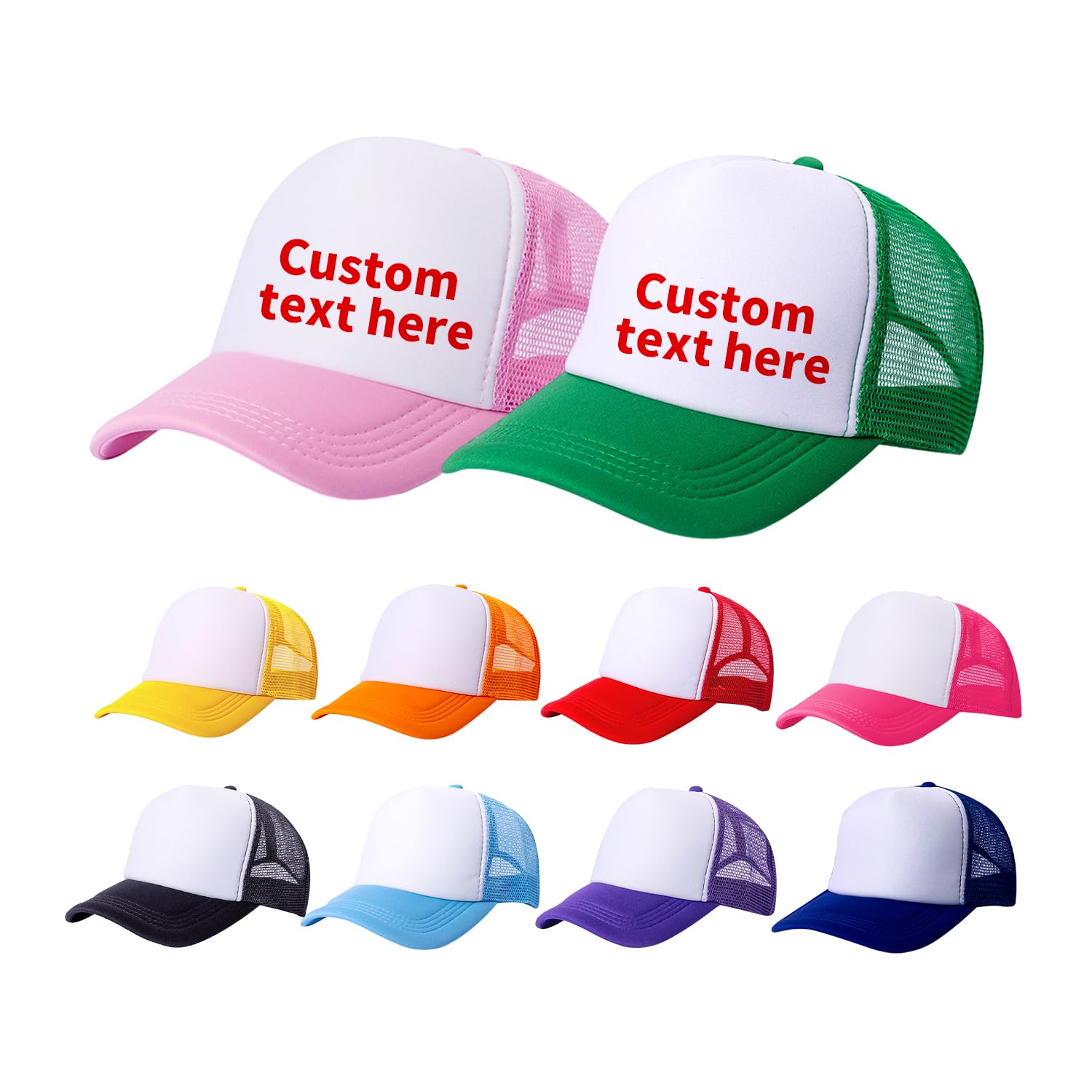 TZYZZQH 10 Pack of Blank Trucker Hat Bulk Men and Women Hats Bulk DIY Graffiti Mesh Hat Hot Stamping Hats