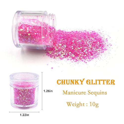 Miniatura 3 de 6 colores gruesos purpurina escamas holográficas hexagonales en polvo pigmento uñas arte lentejuelas maquillaje cuerpo brillos epoxi confeti