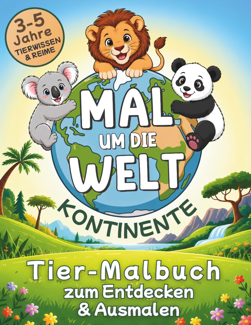 Mal um die Welt - Kontinente: Tier-Malbuch zum Entdecken & Ausmalen für Kinder von 3–5 Jahren