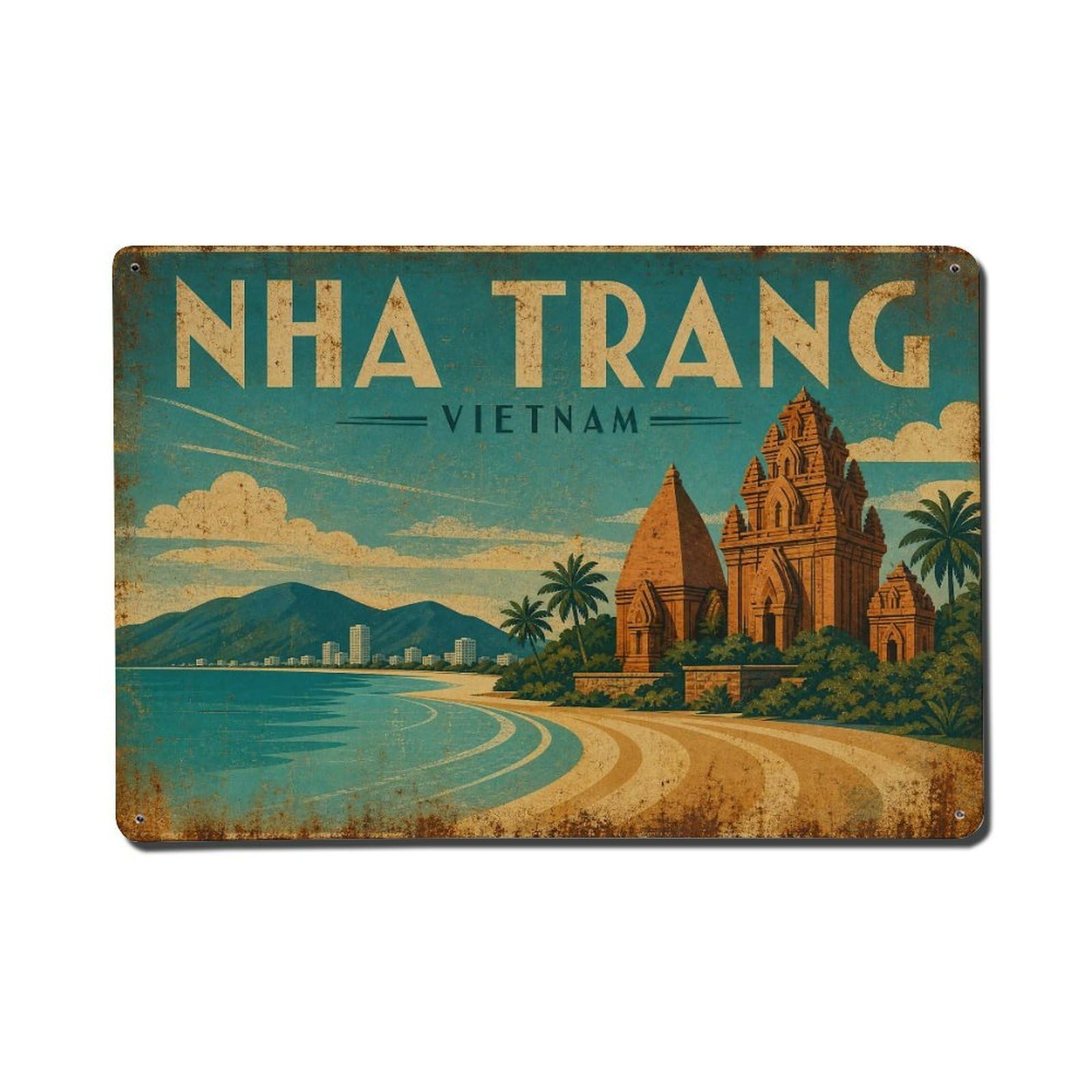 Metal Tin Sign Travel Vintage Vietnam Nha Trang