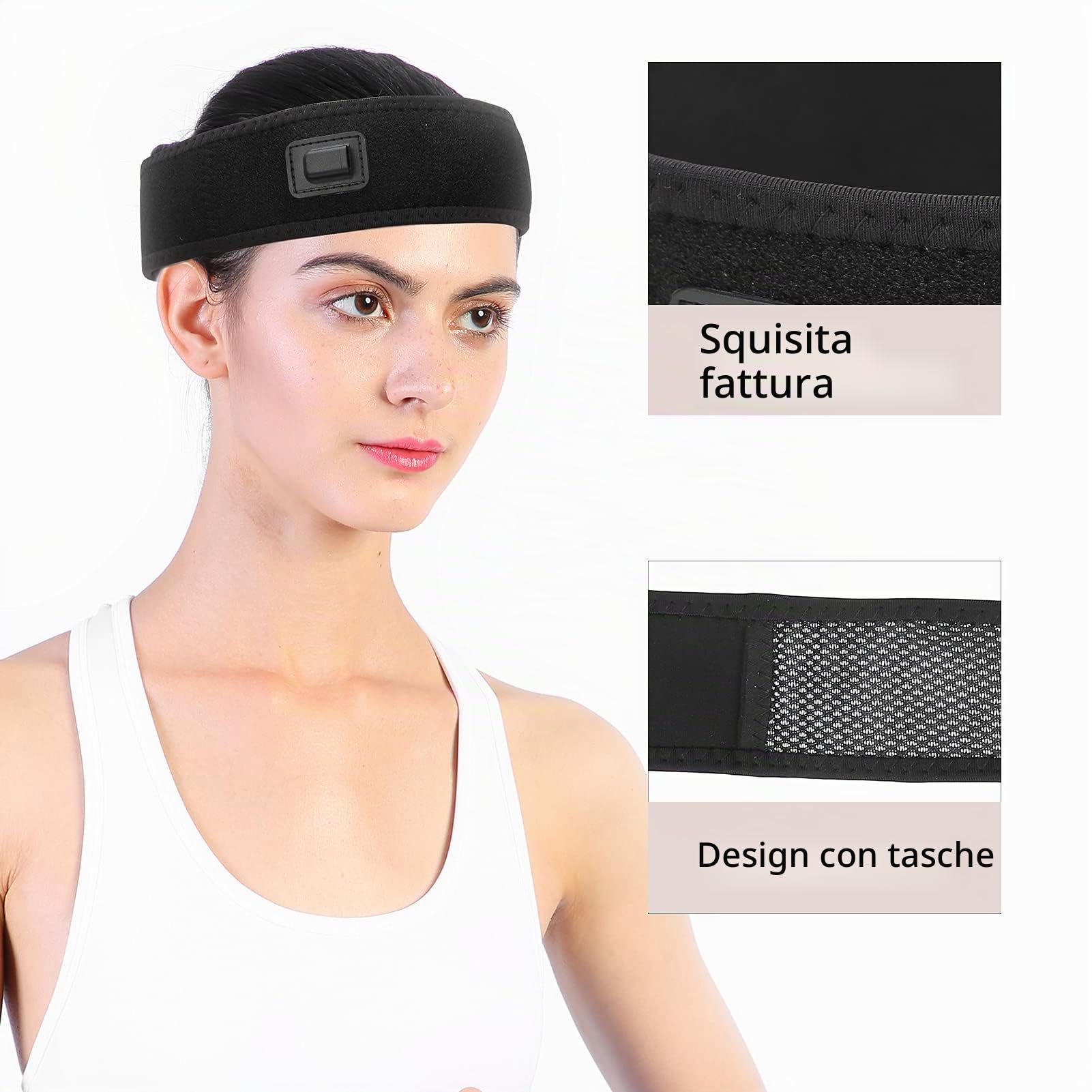 Fascia per la Testa Riscaldata, Pad Riscaldante USB Elettrico 5 V per Collo e Testa, Fascia Riscaldata con Regolazione della Temperatura a 3 Marce per Alleviare L'emicrania, Mal di Testa Tension