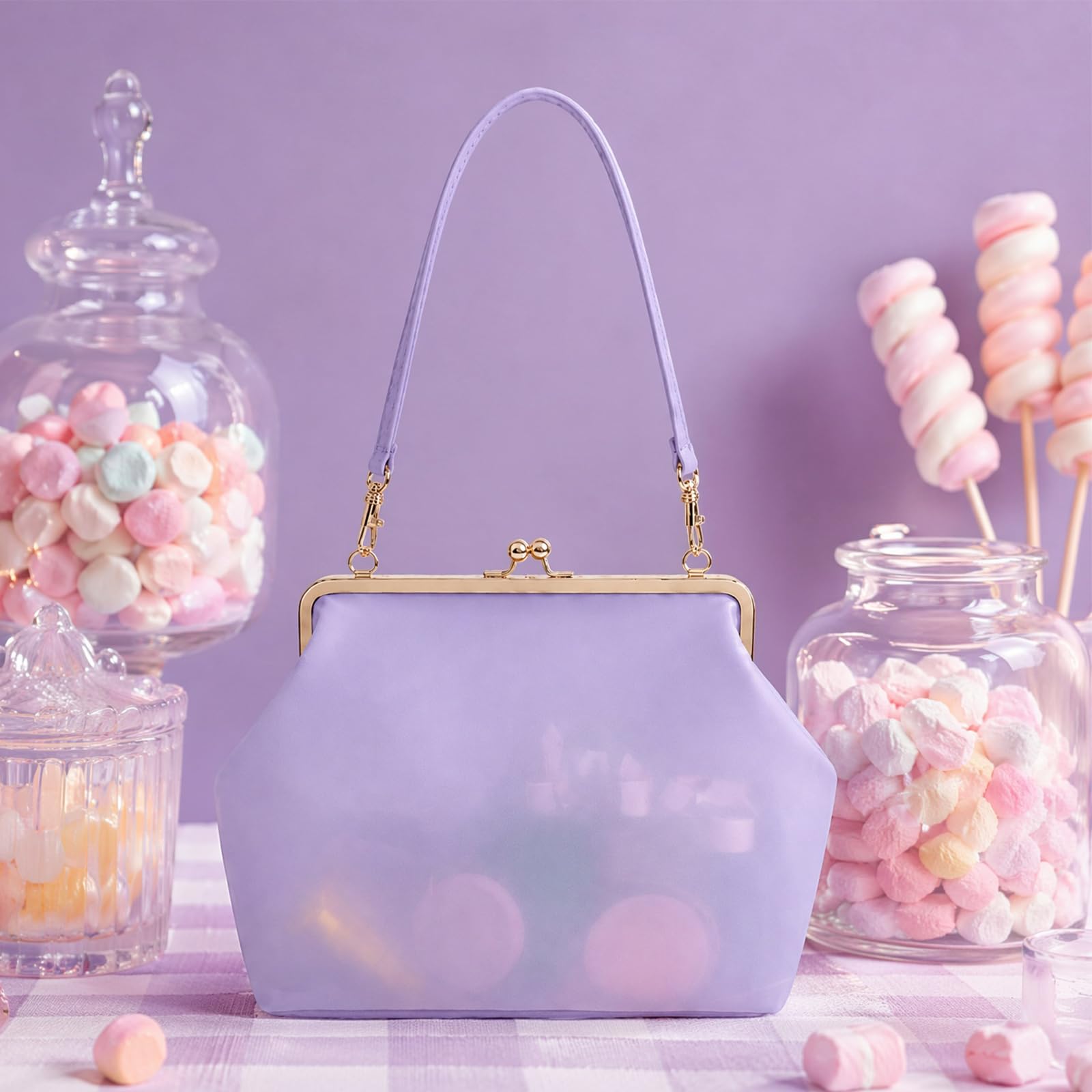 Damska torba na ramię z PVC Kiss Lock półprzezroczysta wodoodporna