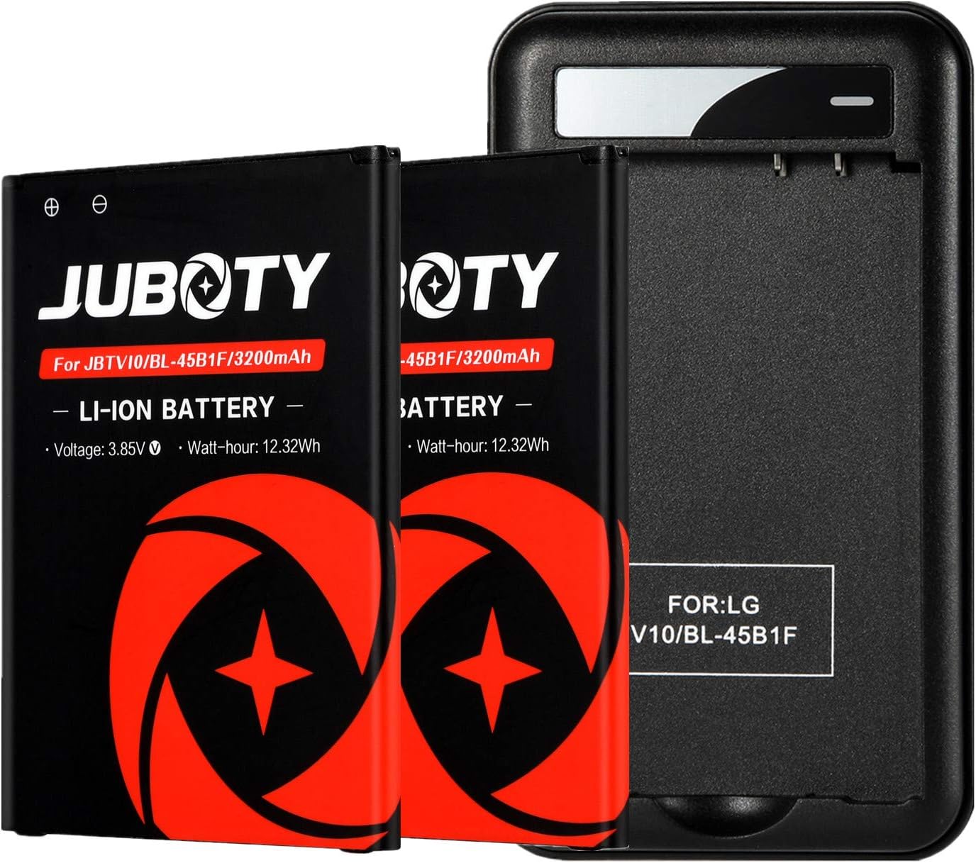 V10 Battery JUBOTY 2X 3200mAh Replacement BL-45B1F Battery with Battery Charger for V10 H960A H900 H901 VS990 LS992 V10 Battery Charger Kit