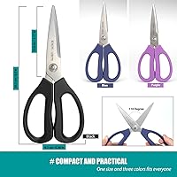 Vista 9 de KUNIFU Tijeras de cocina, tijeras de cocina multiusos, tijeras resistentes para desprenderse, utensilios - azul