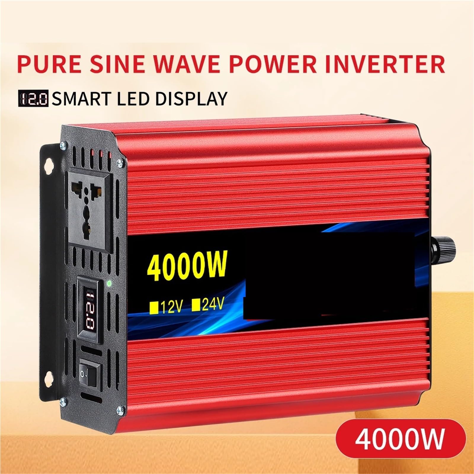 Falownik sinusoidalny 1000W-4000W DC 12V do AC 220 50Hz, Wydajny, gotowy na energię słoneczną(12V 4000W 220V)