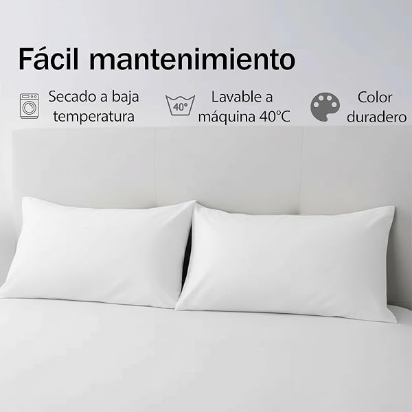 H HANSEL HOME Juego de 2 Fundas de Almohada con Cremallera – Protector de Almohada 100% Microfibra Transpirable y Suave – 70x45cm, Blanco - 5