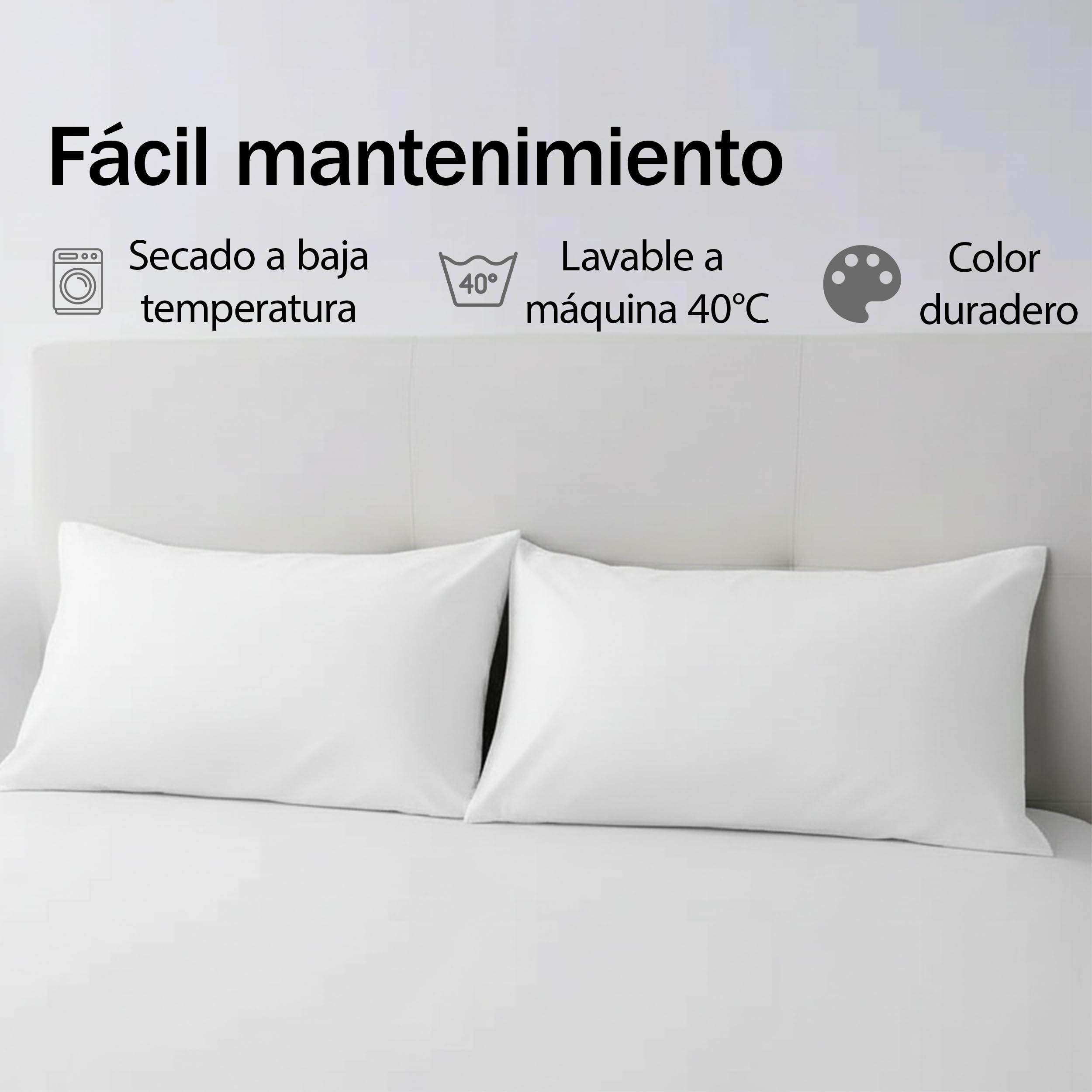 H HANSEL HOME Juego de 2 Fundas de Almohada con Cremallera – Protector de Almohada 100% Microfibra Transpirable y Suave – 70x45cm, Blanco — view 5