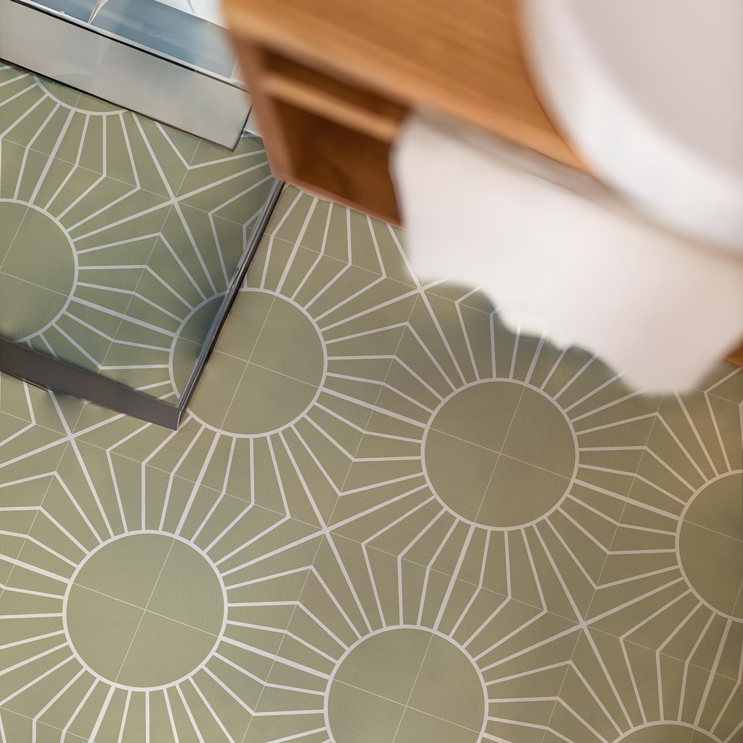 Alwayspon Tile Sticker, Sage Green Self Adhesive Stick on Tiles Transfer Sticker for Bathroom Kitchen, Splashback, Peel and Stick Vinyl Floor Wall Tiles Sticker, 10PcsX15cm/6inch - Image 2