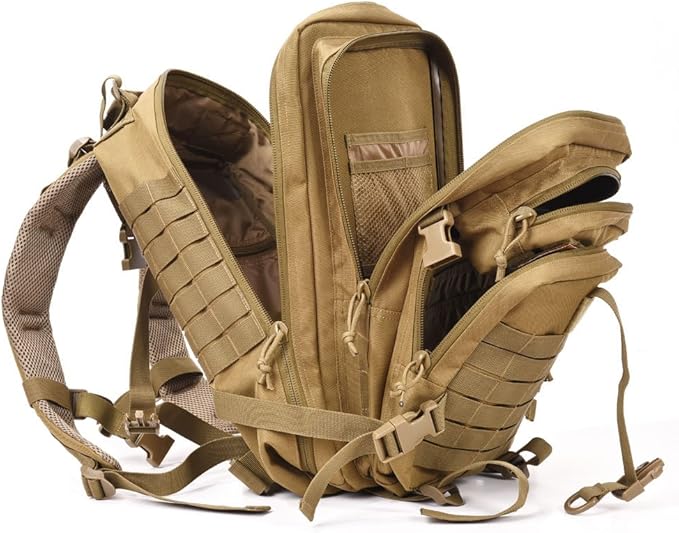 tan army backpack