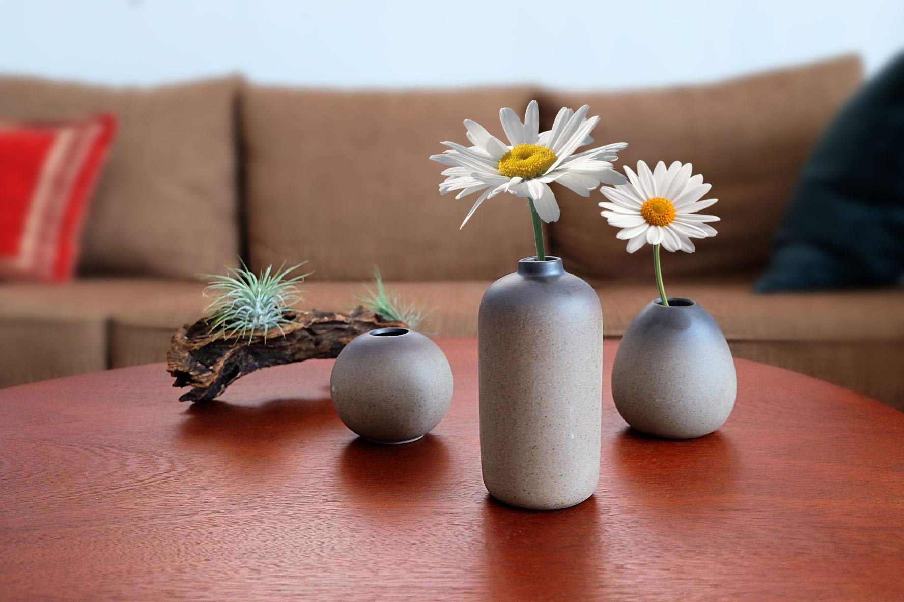 ComSaf Keramik Blumenvasen Klein für Einzelblüten, Japanischer Stil Dekovasen 3er-Set
