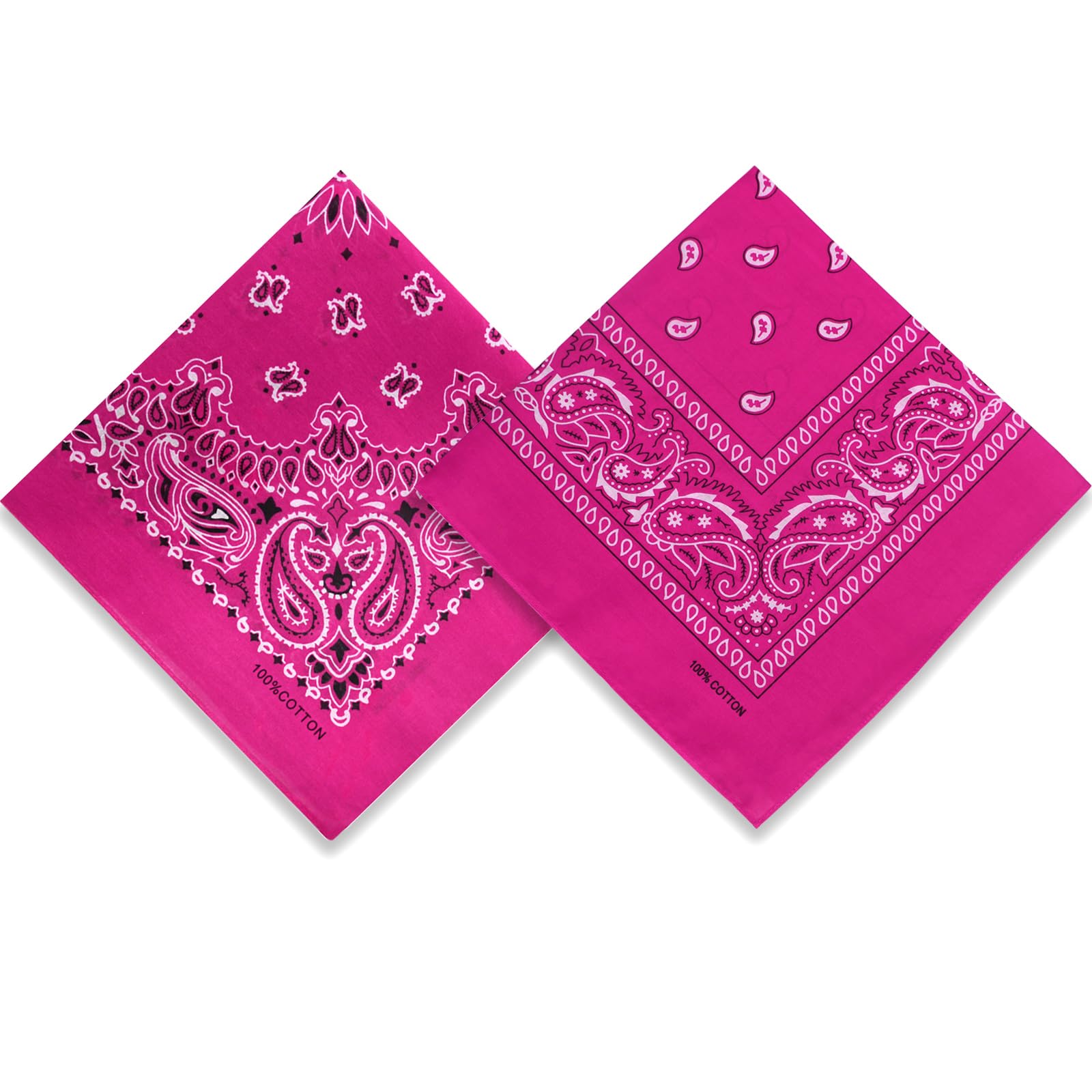 2 Pack Types of Paisley Pattern Bandanas, 22x22 Inches Cotton Bandanas Handkerchief Face Mask for Men & Women