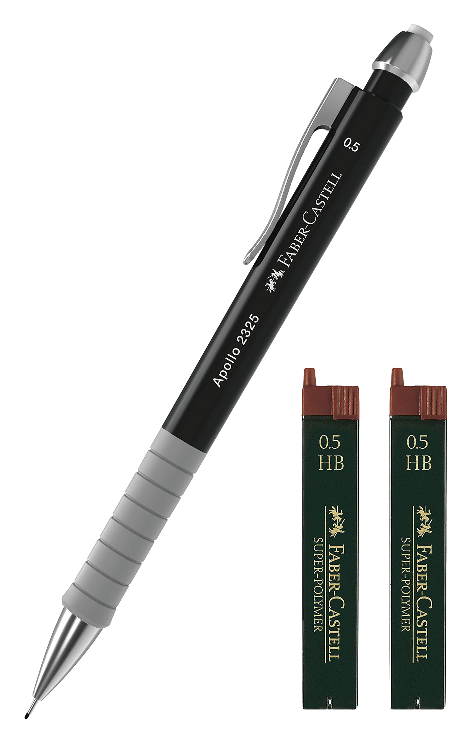 Faber-Castell Portaminas Apollo (negro+ minas de repuesto, 0,5 mm)
