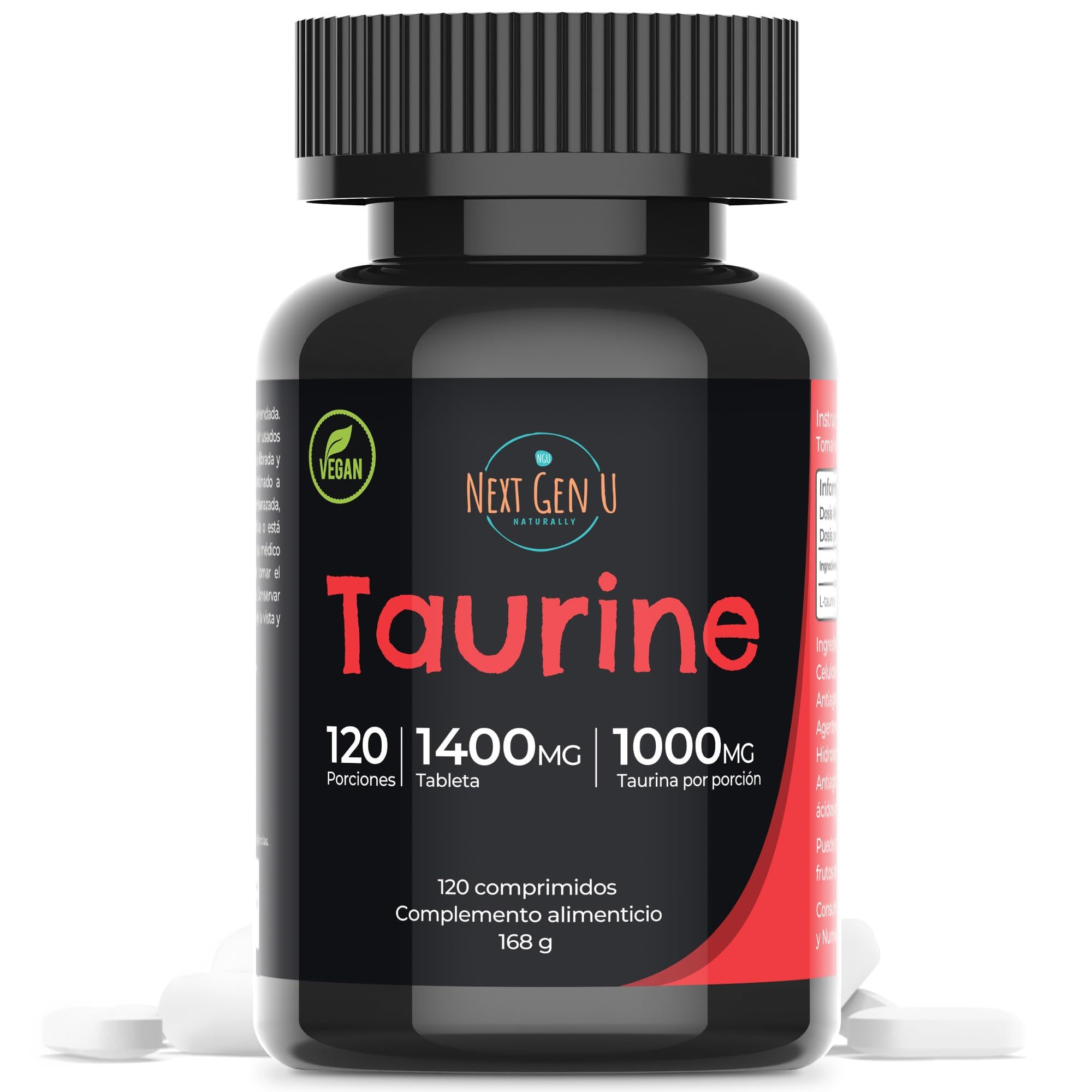 Taurine - 1000 mg, 120 Vegan Caplets - Food Supplement - Dietary Health Supplement - Helps Promote Immune & Central Nervous System Functions - by NextGenU