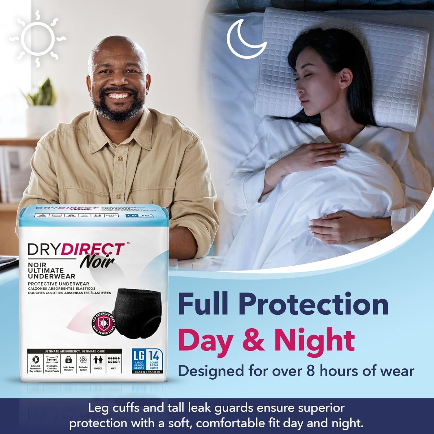 Dry Direct Noir Ultimate Protective Underwear (Large - Pack of 14) by Parentgiving