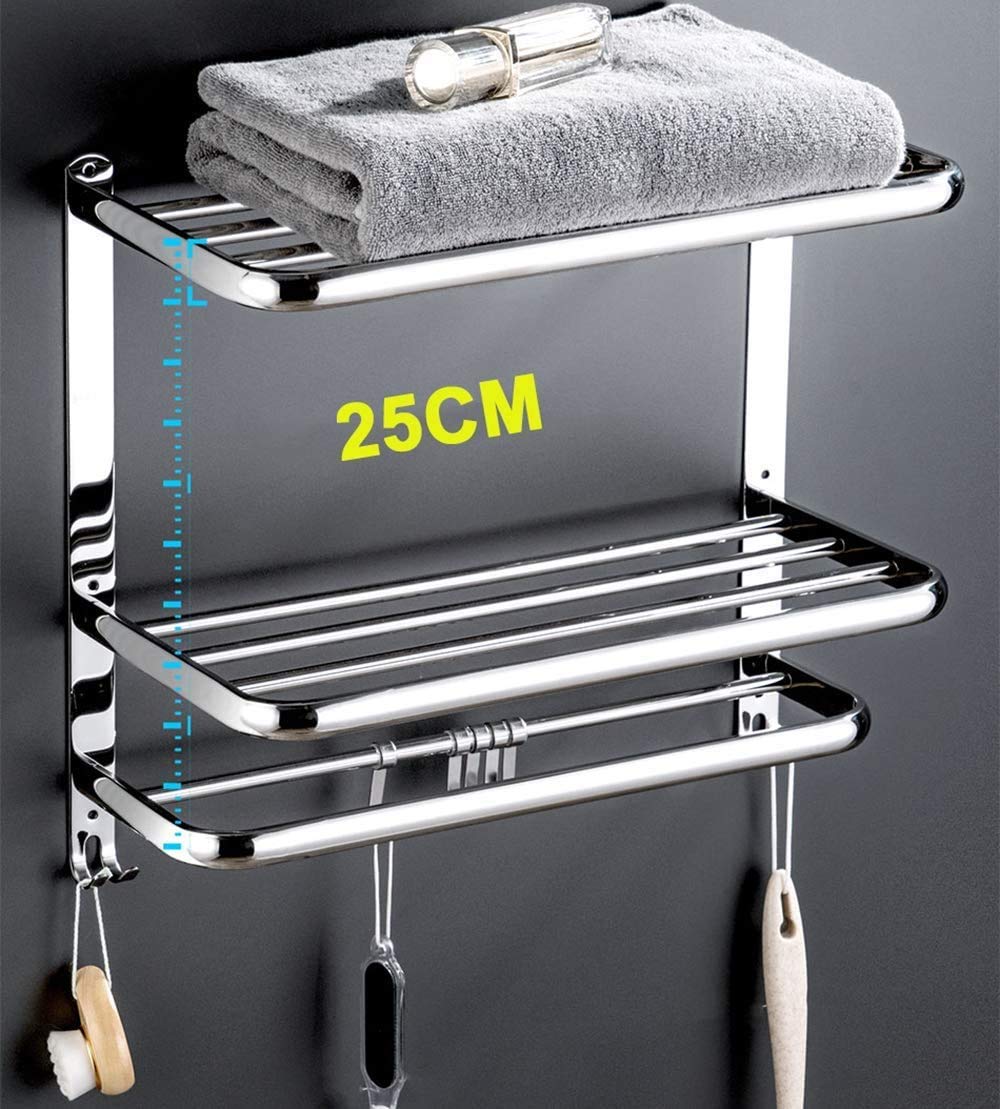 Portasciugamani Mensola da Bagno a Parete Realizzata con portasciugamani, mensole da Bagno mensole da Cucina Bagno argento/argento/50 cm