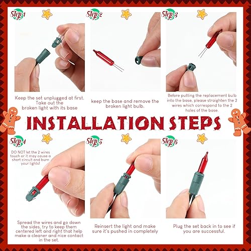 Miniatura 13 de Minibombillas incandescentes de repuesto de Navidad, luces de vidrio de 2,5 V con base verde, 0,17 amperios, 0,425 W (transparentes, 50)