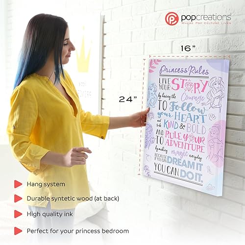 Miniatura 3 de POP Creations Disney Princess House Rules - Lienzo decorativo para pared, con cita inspiradora, 16 x 24 pulgadas, Ariel - Lienzo estirado prémium