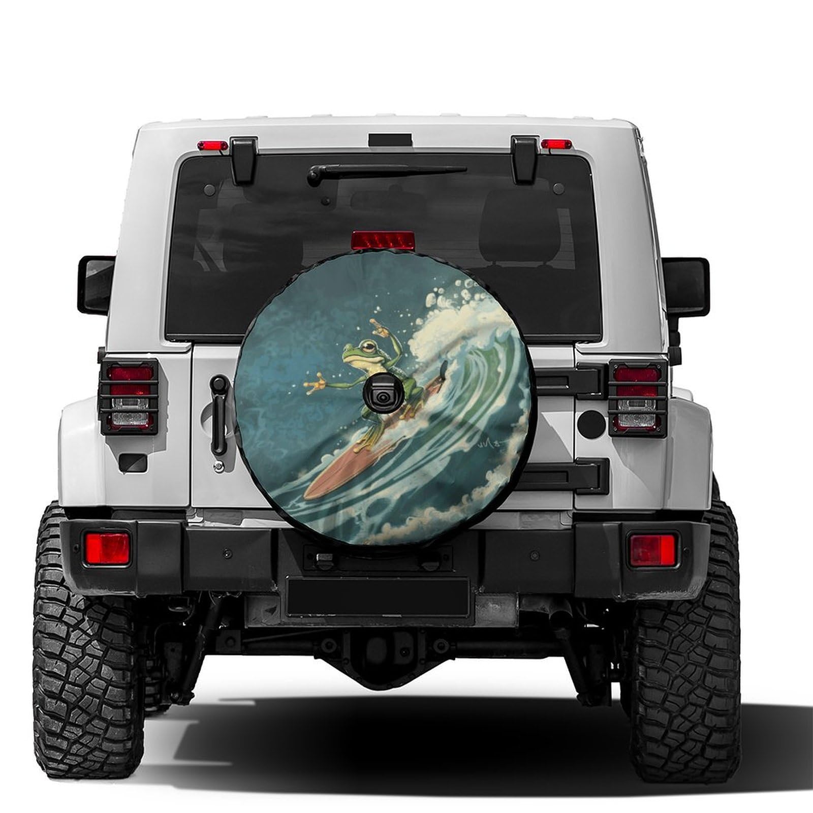 Dujiea Military Tactical Star Spare Tire Cover with Backup Camera Hole, Universal Wheel Tire Cover Tire Protectors for Jeep Trailer RV Van SUV Truck Camper and Many Vehicle 17inch — view 80