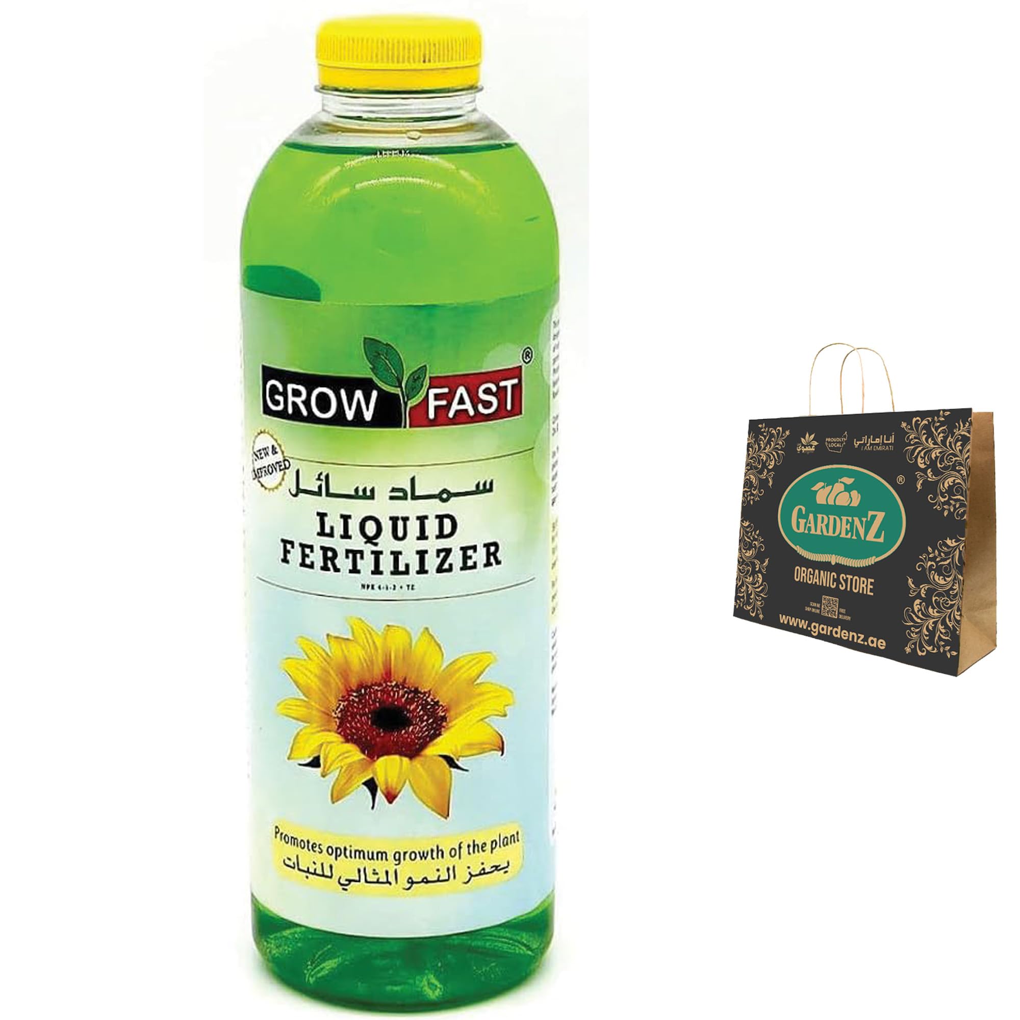 GARDENZ Liquid Fertilizer 1000 ml - Outdoor & Indoor Plant Food All-Purpose Nutrient-Rich Lawn Fertilizer & Soil Enhancer With Freebie Biodegradable One Reusable Bags