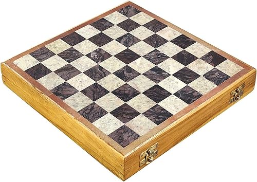 Miniatura 4 de Marble Stone Art - Juego de ajedrez único de India de 16 x 16 pulgadas, juego de mesa de ajedrez con base de madera e incrustaciones de piedra,