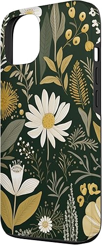 Vista 14 de Funda botánica retro para iPhone 11 Pro Max con diseño botánico bohemio y verde oliva