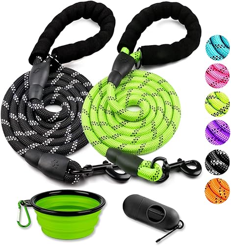 Miniatura 51 de COOYOO - Conjunto de 2 correas para perro de 5 pies, de alta resistencia, cómodo mango acolchado, correa reflectante para perros medianos y grandes