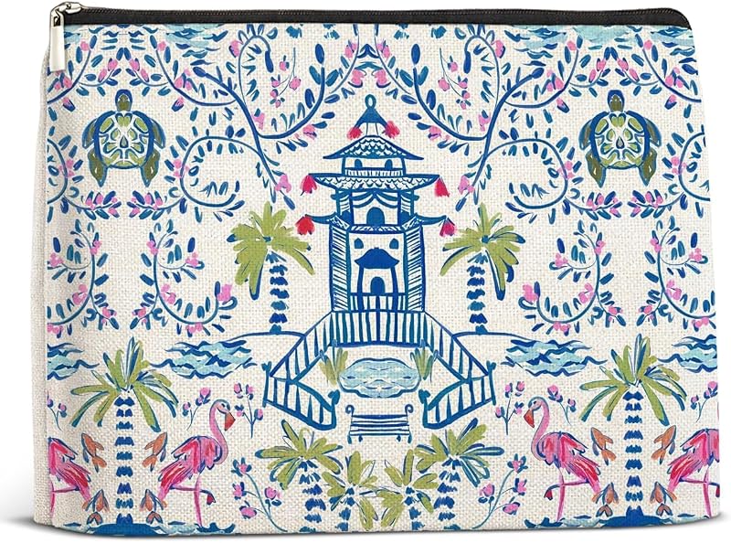 Necessaire SOFEGY com estampa Chinoiserie Mahjong Tile e zíper, 24,89 x 5,08 x 17,02 cm
