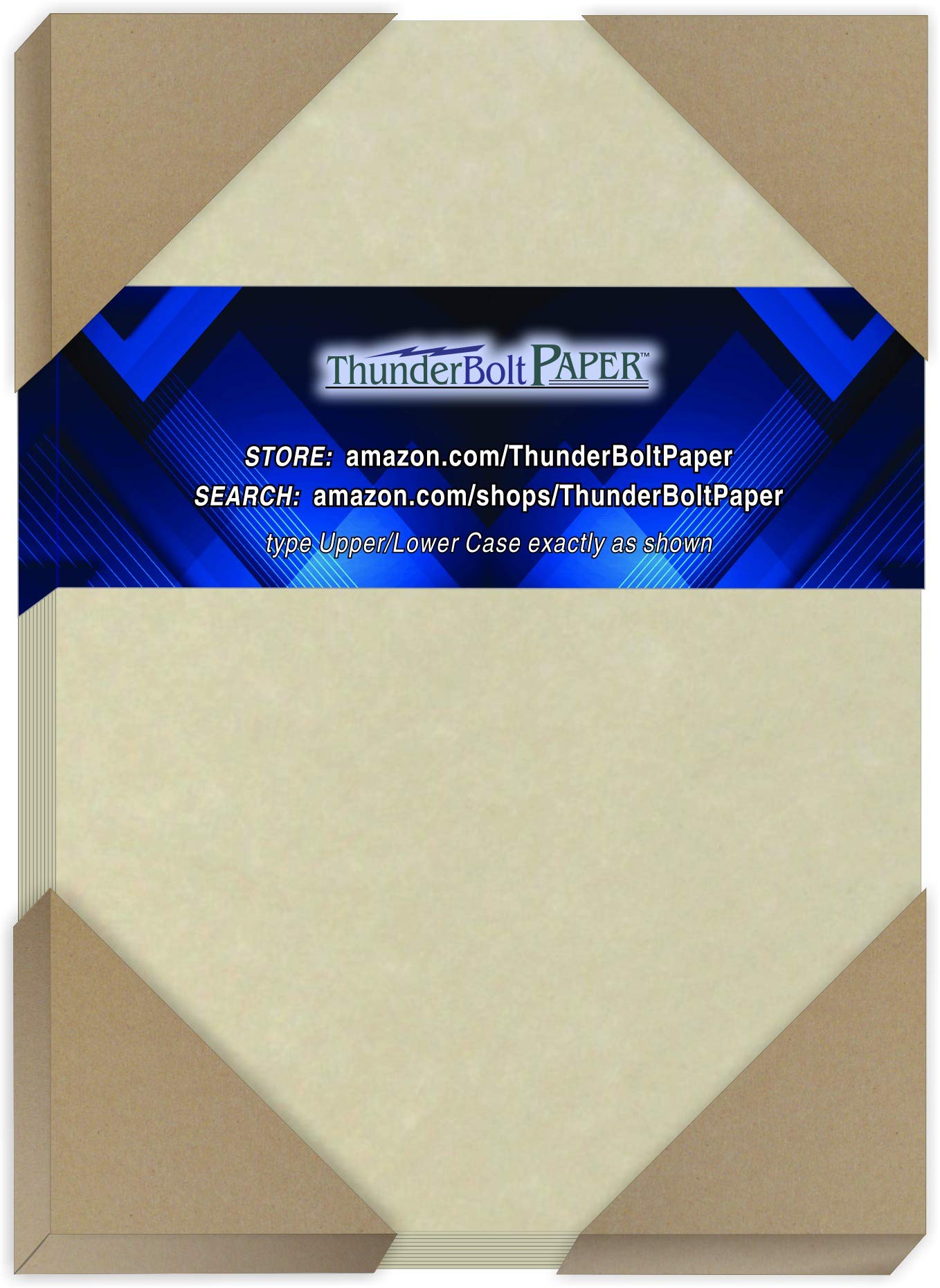 ThunderBolt Paper 100 Natural Parchment 65lb Cover Paper Sheets 5.5 X 8.5 (5.5X8.5 Inches) Half Letter | Statement Size - Printable Old Parchment Semblance