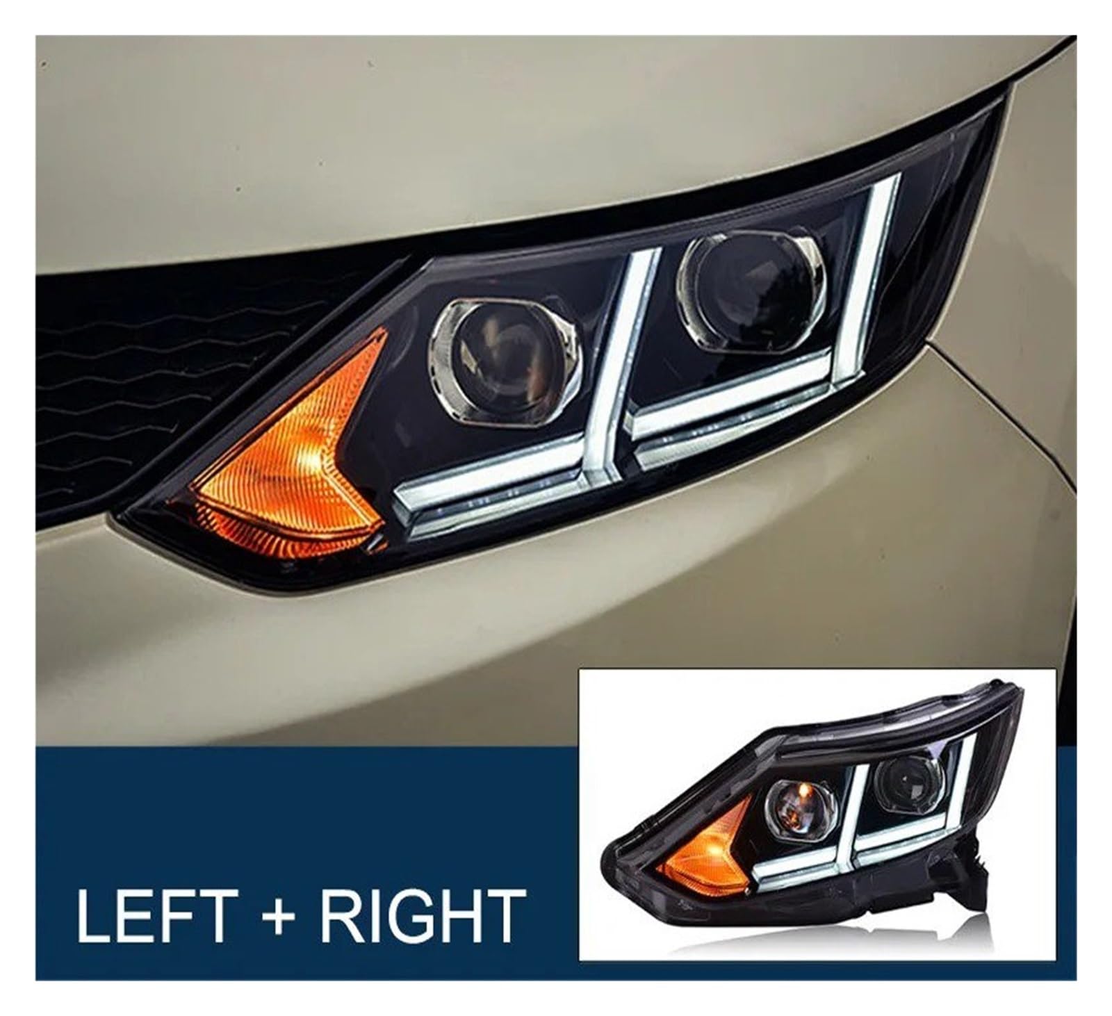 Gruppo Faro Anteriore 1 Coppia Per Fari Anteriori LED Auto Per Qashqai 2016-2017 Con Lenti Proiettore DRL Faro Proiettore Anteriore