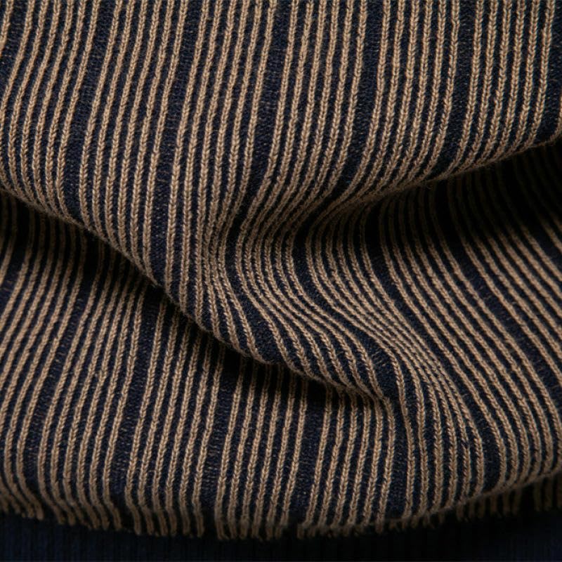 Pull à col semi-haut rayé homme tricot de qualité coupe ajustée - 4
