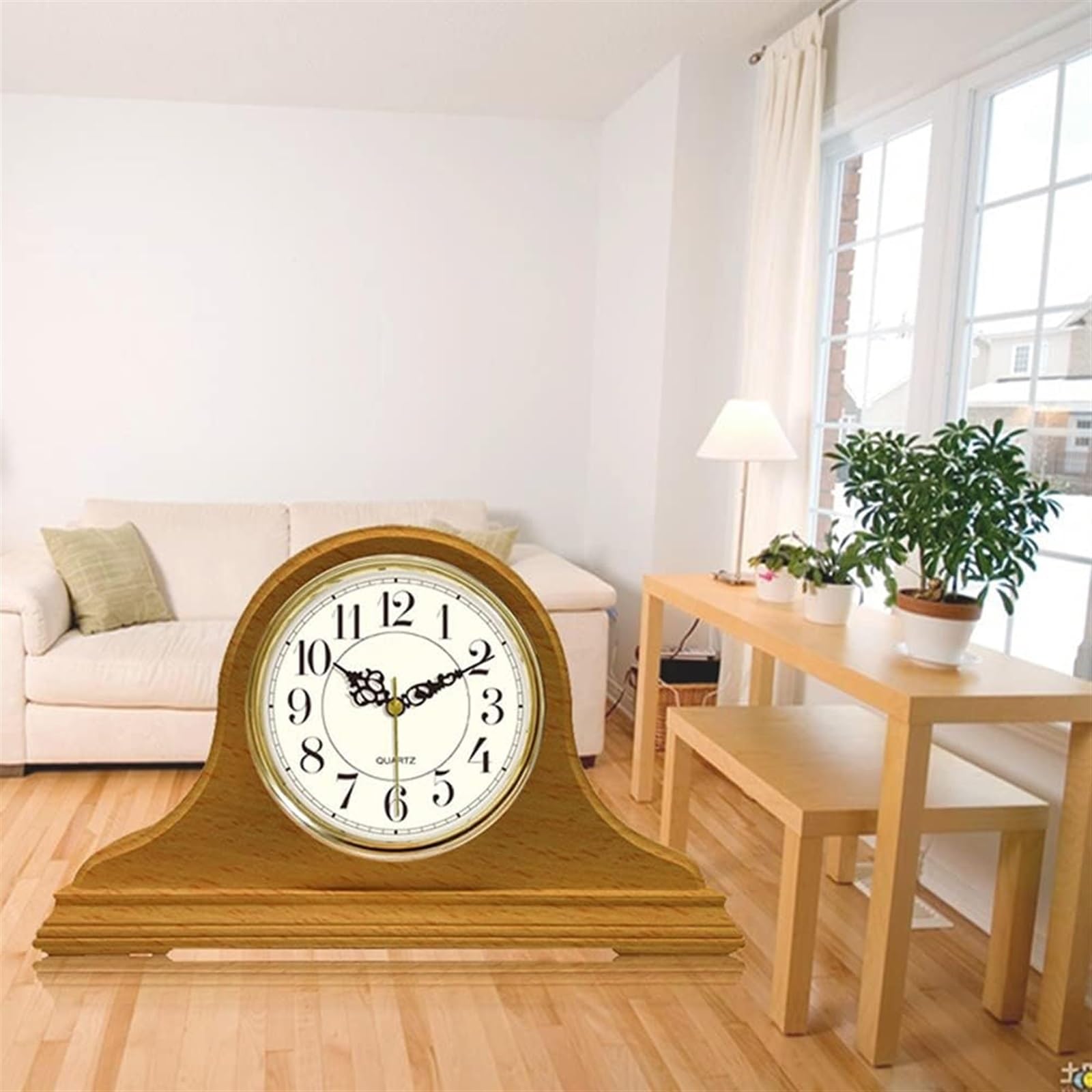 Relojes de sobremesa para Sala de Estar Funciona con Pilas Decoración de cabecera Reloj de Escritorio Reloj de Manto de Madera silencioso Estante de Madera Maciza Reloj de Mesa DEC