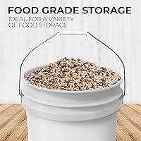 Vista 3 de Balde de cubo blanco de 6.5 galones con tapa Grado alimenticio Extra duradero de 90 MIL Asas de metal con empuñadura de plástico para fácil