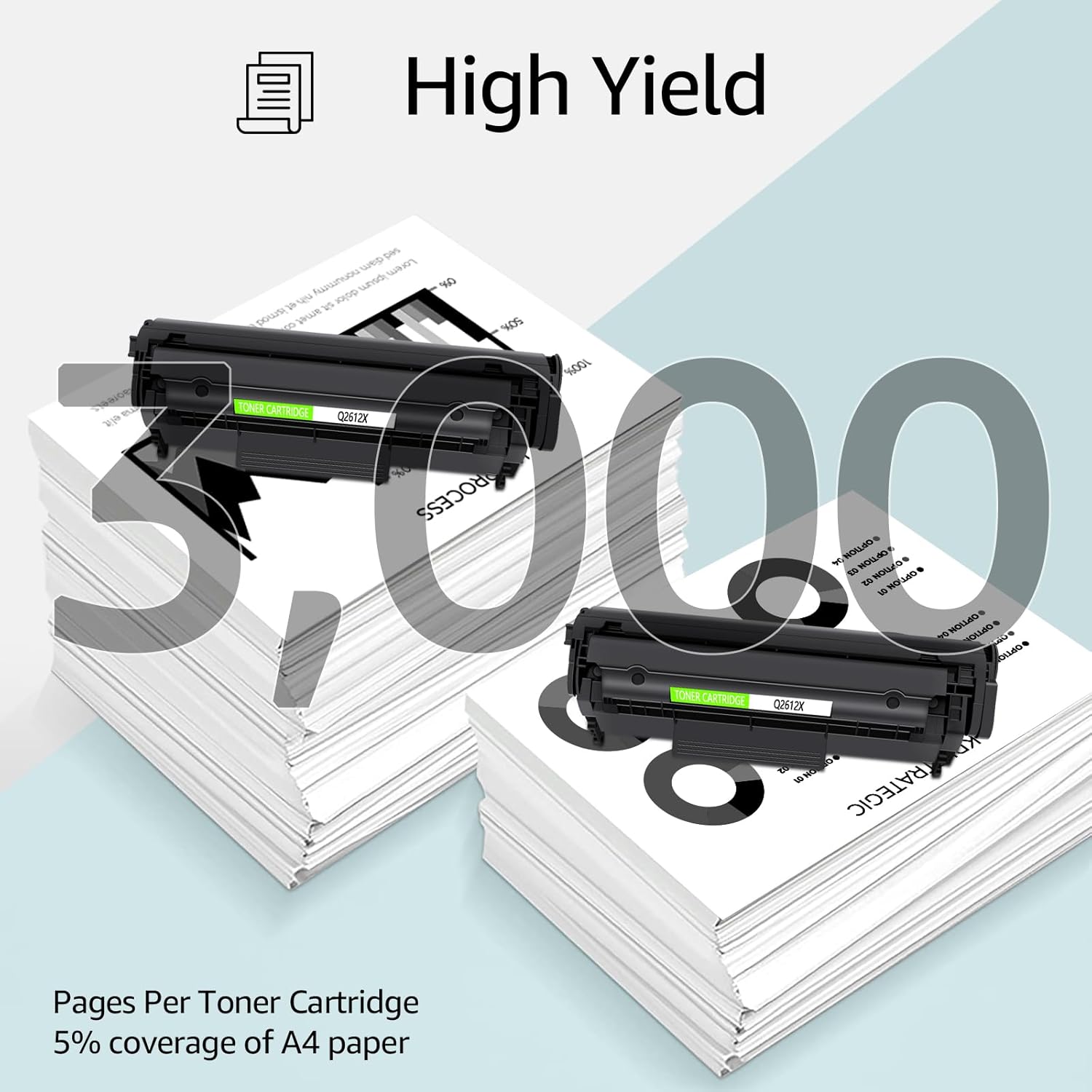 greencycle Q2612X (3000pages) q2612A High Yield 12A Pro Toner Replacement Compatible for HP 12X Black Toner Cartridge LaserJet 1018 1020 1022 3015 3050 3055 M1319F Printer Ink Cartridge (4PCS)