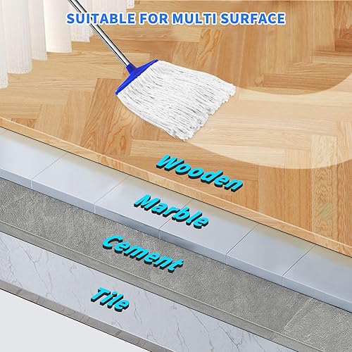 Miniatura 7 de Trapeadores de algodón para interiores para limpieza de suelos, mopa de limpieza interior para suelos de madera, azulejos, suelos de madera dura,