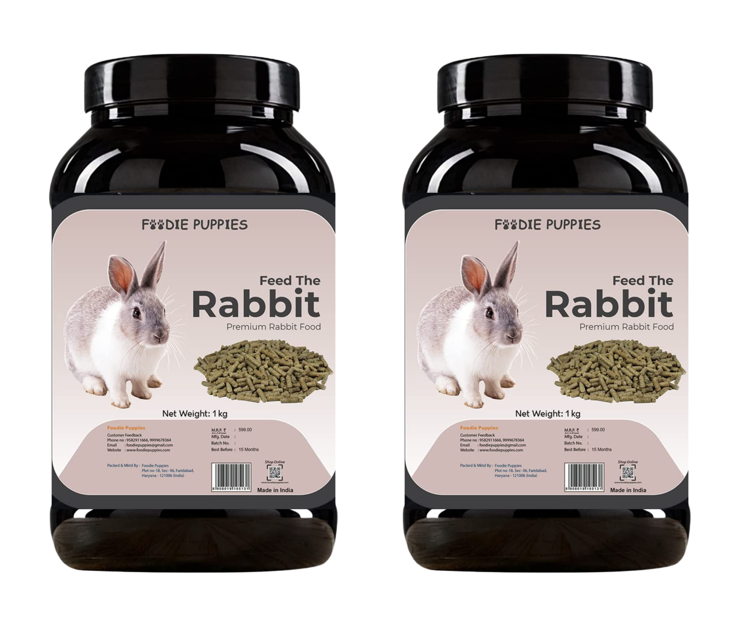 Foodie Puppies Rabbit Food Dry Pellets (Container - 2Kg), Highly Premium & Nutritious Diet for All Types of Rabbits
