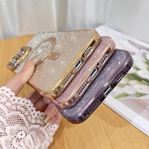 Vista 371 de Fiyart - Funda transparente magnética con purpurina para iPhone 12 para mujeres, con grabado "Love" metálico, protección para cámara y antigolpes
