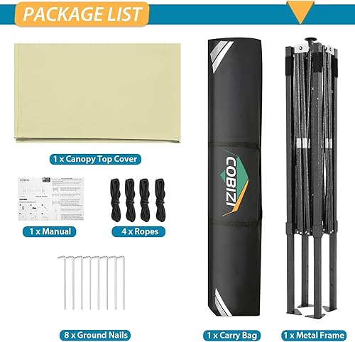 Miniatura 208 de COBIZI - Toldo desplegable de 10 x 10 pies, 4 paredes laterales, FPU 50+ para todo el año, resistente al viento, impermeable, uso comercial, Gris