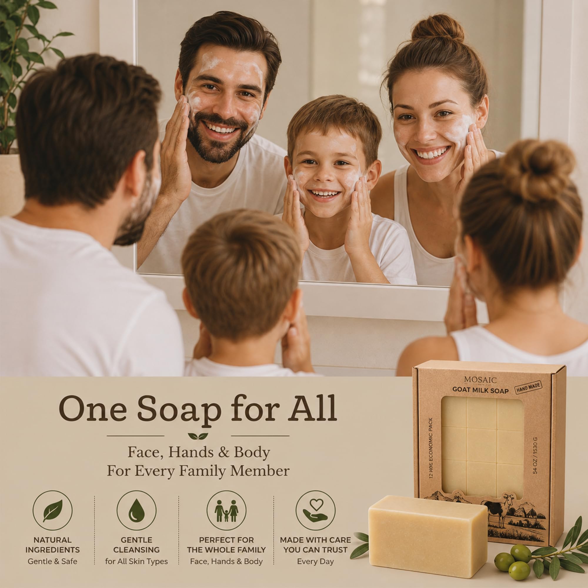 AnatoliaDaphne Natural Goat Milk Soap Bars, Handmade Moisturizing Cleanser, 12 Pack